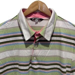 Mr Turk Men's Size XXL Multicolor Striped Short Sleeve Polo Organic Cotton euc